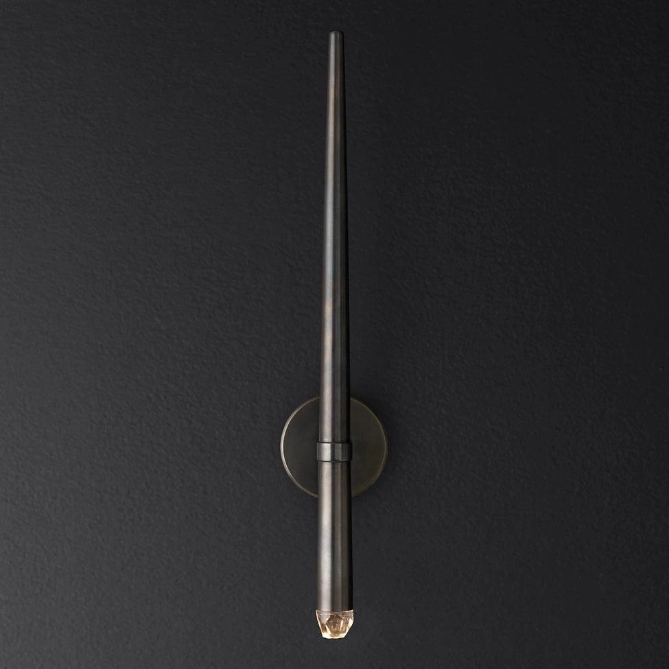 Applique murale LED conique en laiton, 15 po, liseuse verticale, éclairage de chevet et de couloir, luminaire moderne minimaliste en métal pour chambre à coucher