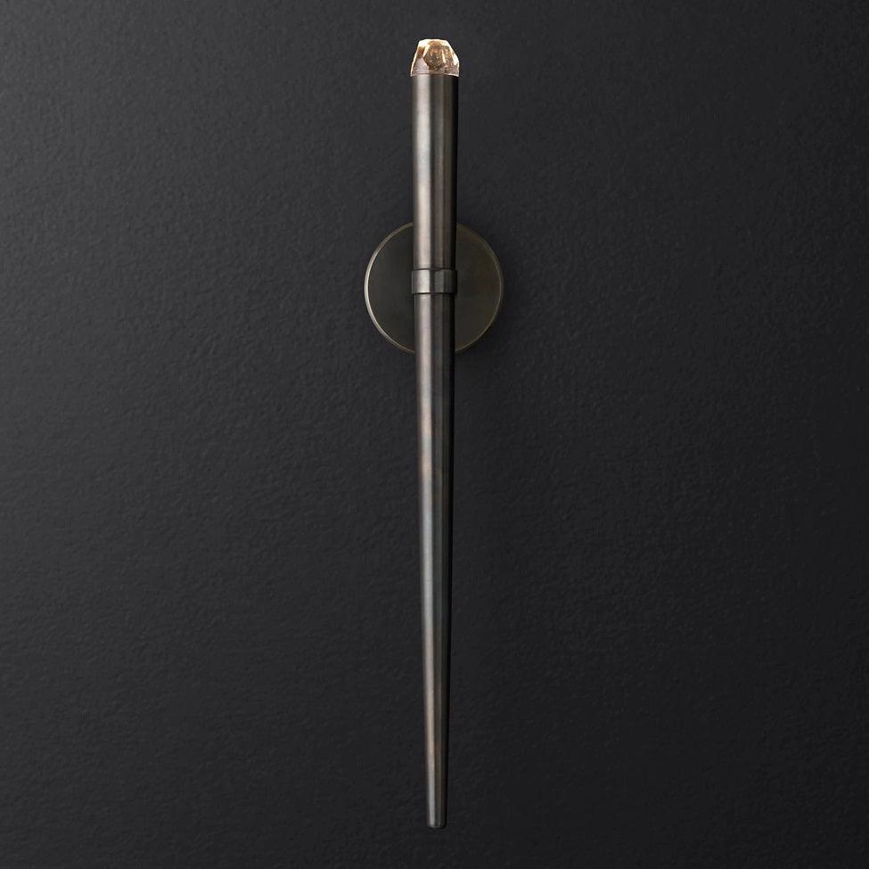 Applique murale LED conique en laiton, 15 po, liseuse verticale, éclairage de chevet et de couloir, luminaire moderne minimaliste en métal pour chambre à coucher
