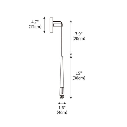 Applique murale LED conique en laiton, 15 po, liseuse verticale, éclairage de chevet et de couloir, luminaire moderne minimaliste en métal pour chambre à coucher