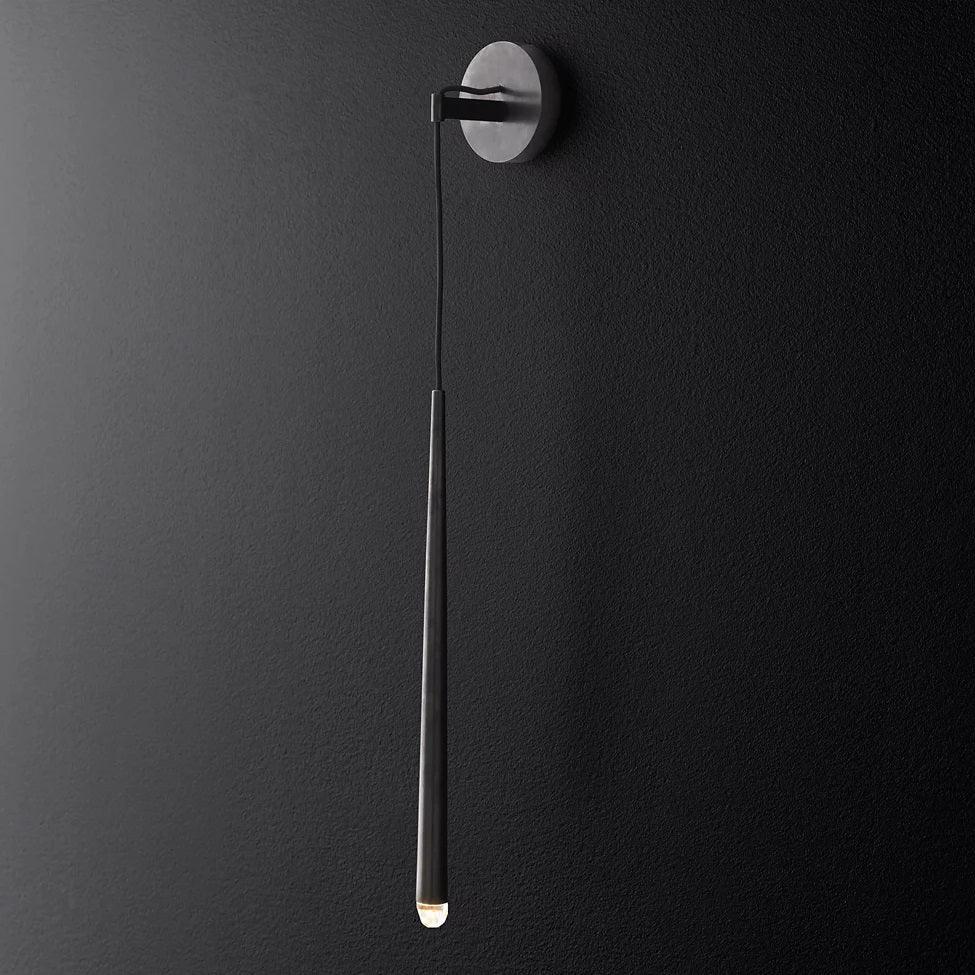 Applique murale LED conique en laiton, 15 po, liseuse verticale, éclairage de chevet et de couloir, luminaire moderne minimaliste en métal pour chambre à coucher