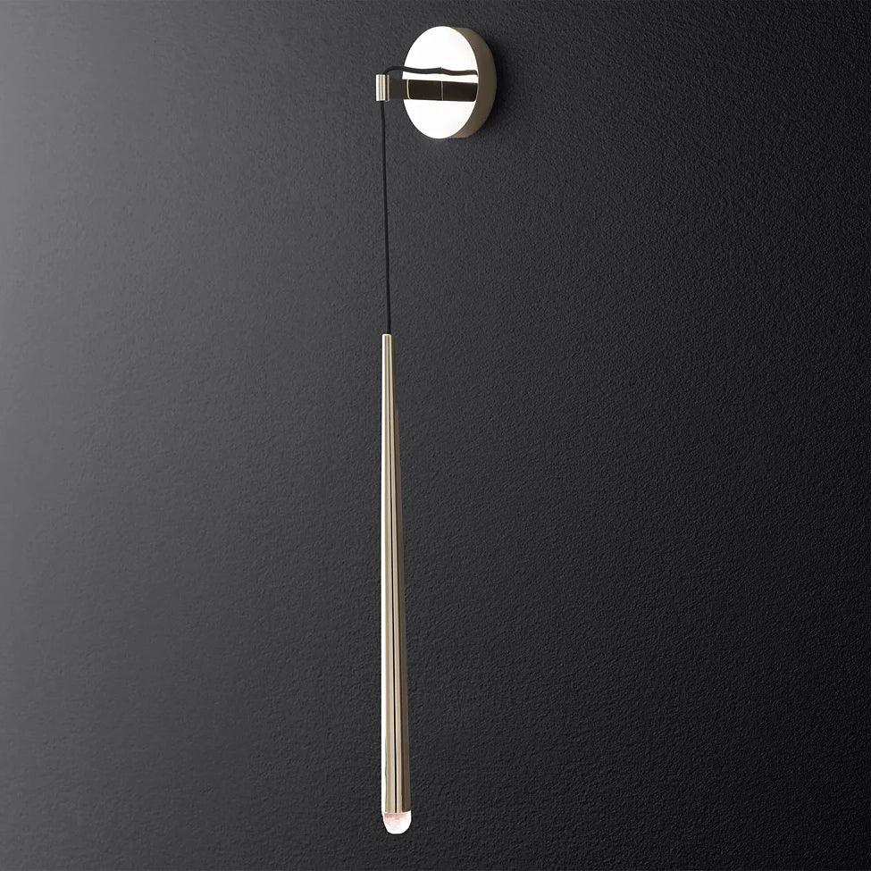 Applique murale LED conique en laiton, 15 po, liseuse verticale, éclairage de chevet et de couloir, luminaire moderne minimaliste en métal pour chambre à coucher