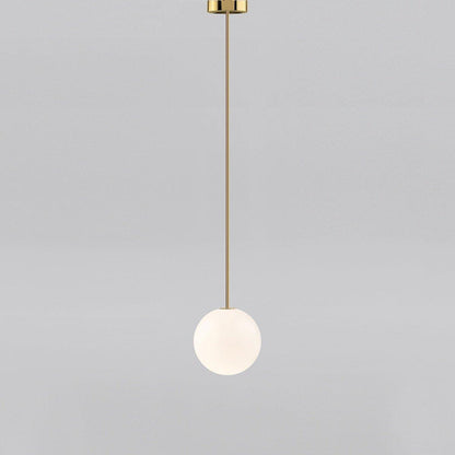 Frosted Globe Ceiling Light Brass Finish for Dining Room Bedroom Hallway Modern Suspended Fixture Soft Diffused Glow LED Compatible