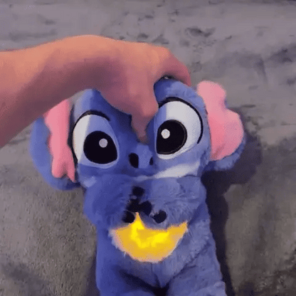 Peluche avec mouvement de respiration, jouet en peluche doux avec veilleuse et berceuse, jouet sensoriel pour enfants et adultes