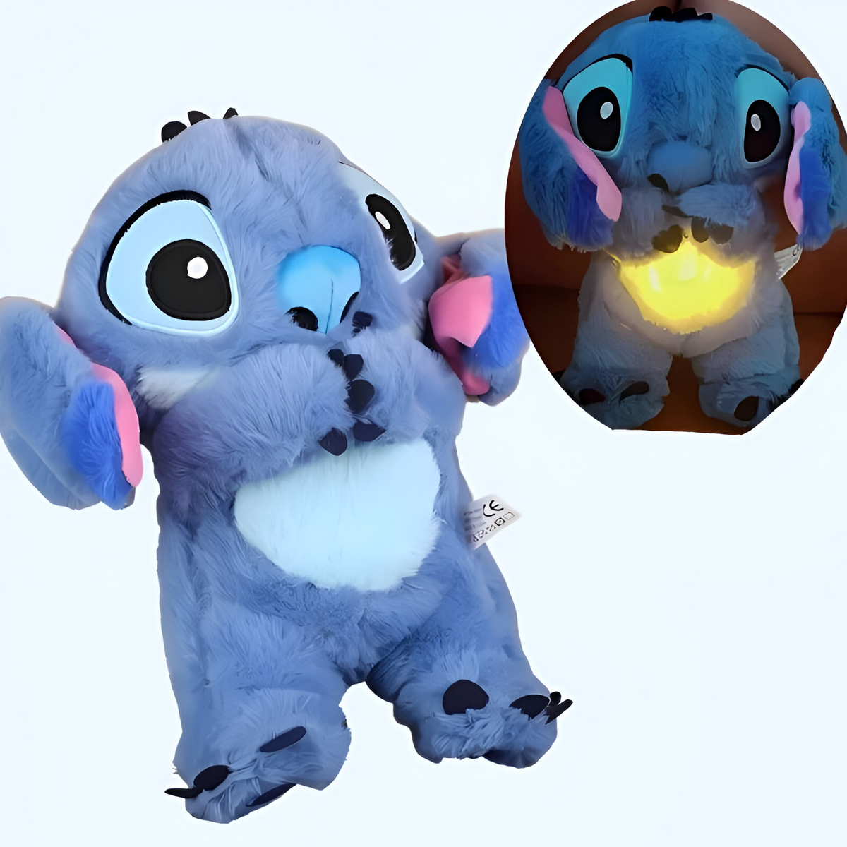 Peluche avec mouvement de respiration, jouet en peluche doux avec veilleuse et berceuse, jouet sensoriel pour enfants et adultes