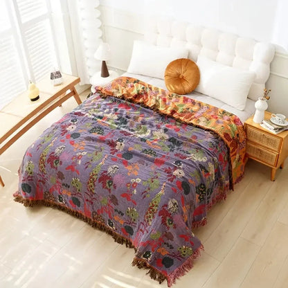 Brenley Floral Blanket - Cotton, Lightweight, Reversible Design