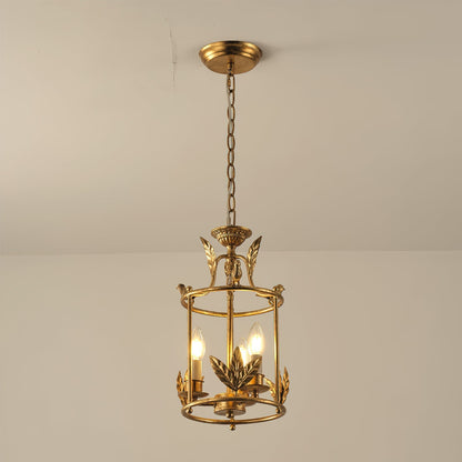 Metal Lantern Ceiling Light 10-Inch Hanging Fixture with Bird Motif for Dining Room Entryway Vintage-Style Chain Suspension