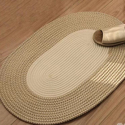 Brynley Area Rug - Washable Braided Hemp, Boho Oval Design
