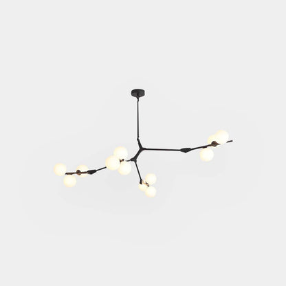 Sculptural Glass Sphere Chandelier with Adjustable LED Light — Multi-Arm Metal Frame Statement Fixture for Open Dining Spaces, Great Rooms &