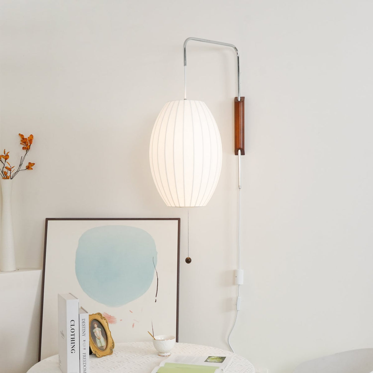 Plug-In Wall Sconce with Swivel Bracket & Frosted Glass Shade – 16 in Height, 59 in Cord – Adjustable Bedroom & Living Room Accent Light for