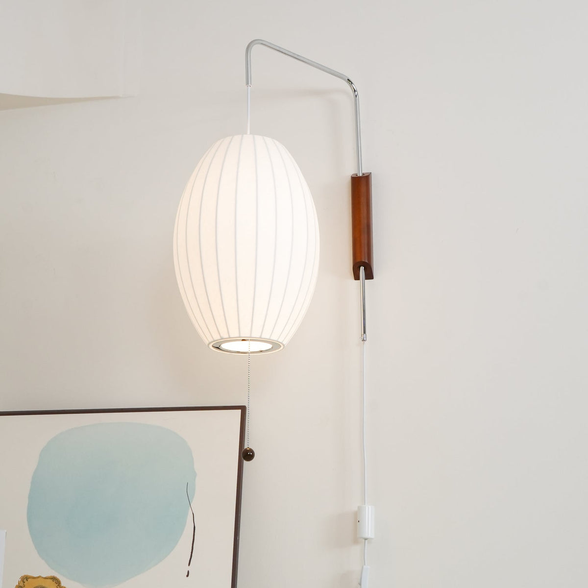 Plug-In Wall Sconce with Swivel Bracket & Frosted Glass Shade – 16 in Height, 59 in Cord – Adjustable Bedroom & Living Room Accent Light for