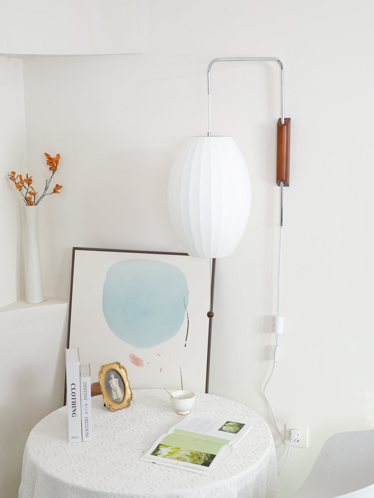 Plug-In Wall Sconce with Swivel Bracket & Frosted Glass Shade – 16 in Height, 59 in Cord – Adjustable Bedroom & Living Room Accent Light for