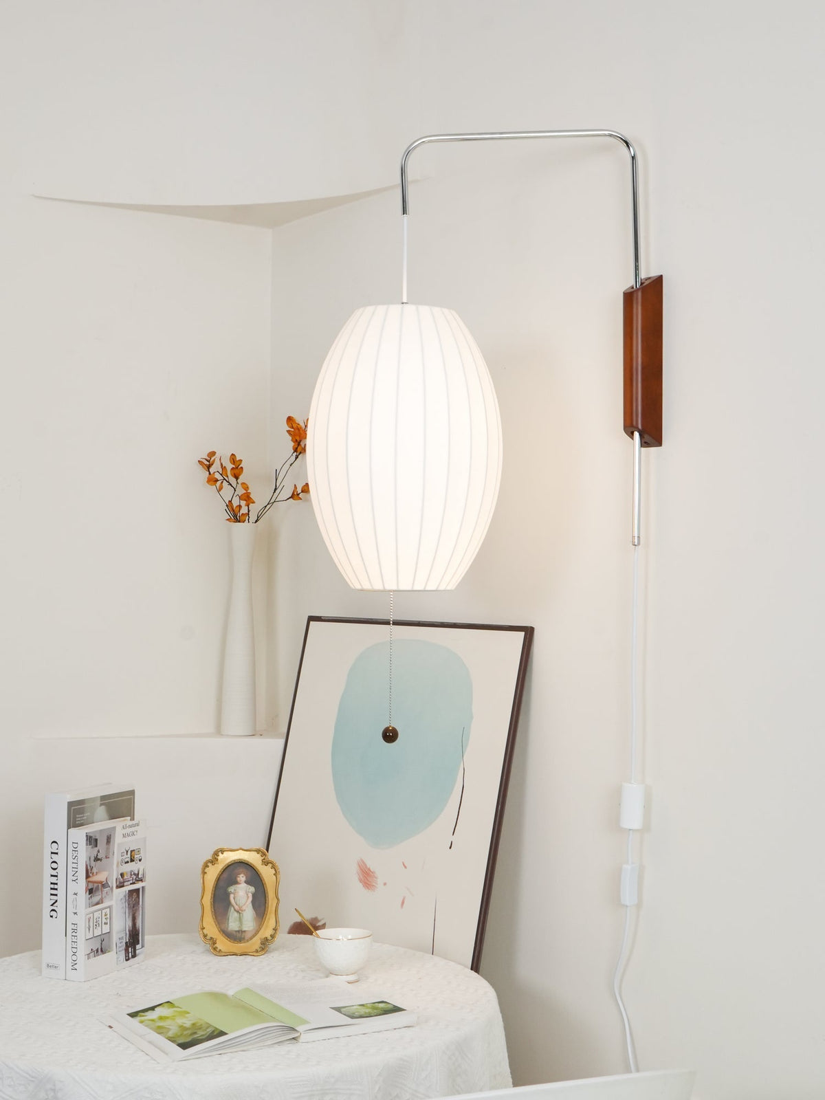Plug-In Wall Sconce with Swivel Bracket & Frosted Glass Shade – 16 in Height, 59 in Cord – Adjustable Bedroom & Living Room Accent Light for