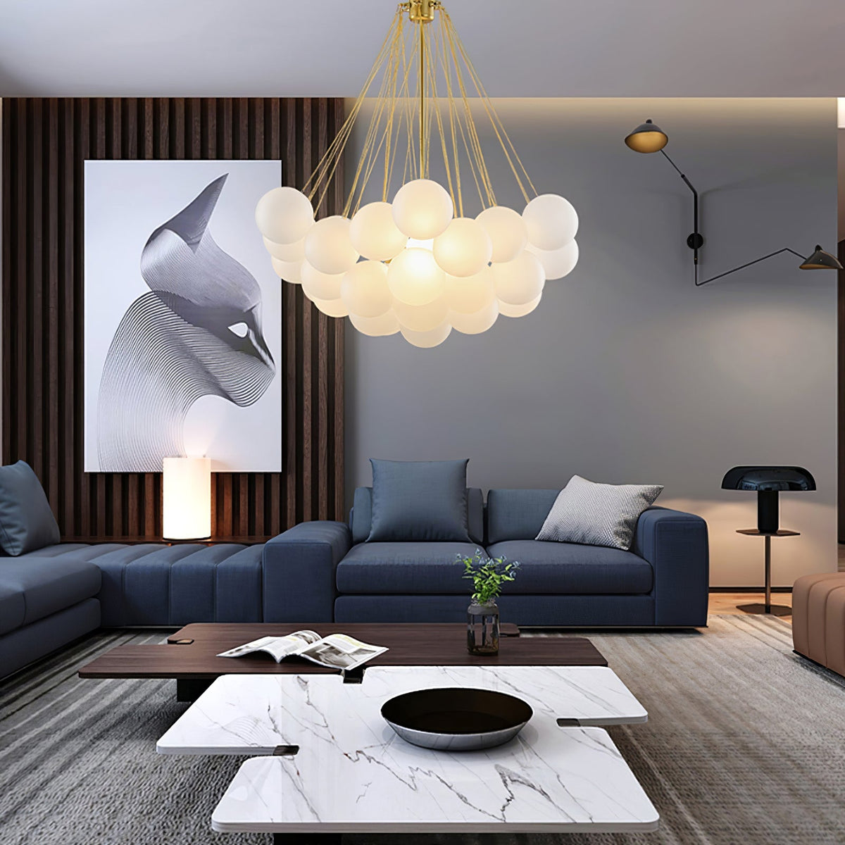 Bubble Pendant Light Multi-Globe Adjustable Ceiling Fixture Gold Black Chrome for Dining Room Living Room Foyer 19-73 Lights