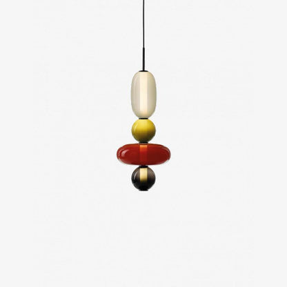 Handblown Glass Drop Pendant LED 7-inch Multi-Color Chandelier Dimmable Ceiling Light Adjustable for Kitchen Island Dining Table Living Room