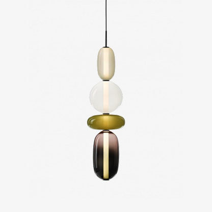 Handblown Glass Drop Pendant LED 7-inch Multi-Color Chandelier Dimmable Ceiling Light Adjustable for Kitchen Island Dining Table Living Room