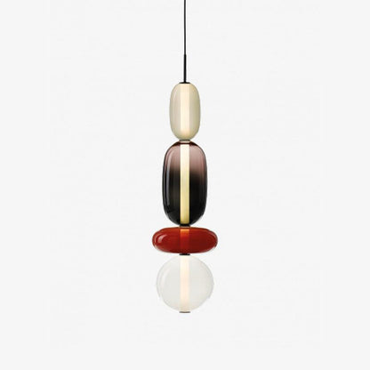 Handblown Glass Drop Pendant LED 7-inch Multi-Color Chandelier Dimmable Ceiling Light Adjustable for Kitchen Island Dining Table Living Room