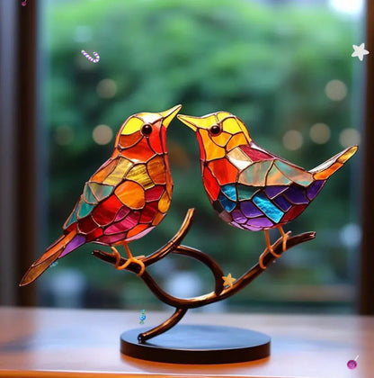 Stained Glass Bird Sun Catcher Hanging Ornament for Windows Living Room Bedroom Home Décor Gift Light Prism Rainbow Display