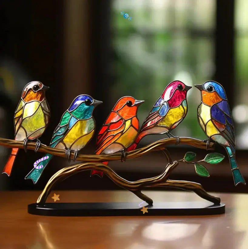 Stained Glass Bird Sun Catcher Hanging Ornament for Windows Living Room Bedroom Home Décor Gift Light Prism Rainbow Display