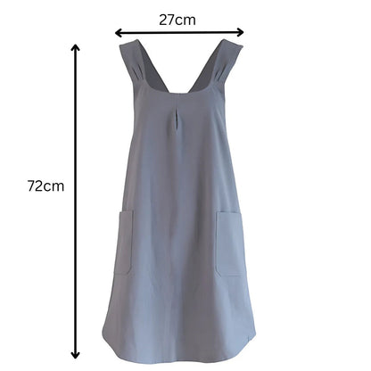 Cross-Back Cotton Apron Dress with Pockets for Kitchen, Garden & Crafts – Lightweight Linen-Blend Pinafore for Women, Adjustable Straps