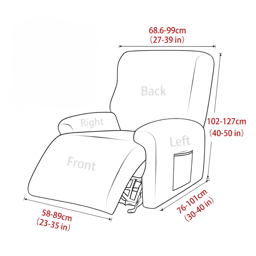 Juno Collection | Recliner Chair Cover with Side Pocket for Enhanced Comfort