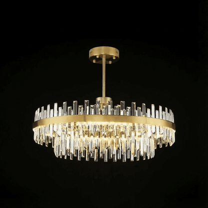 Crystal Ceiling Fixture with Adjustable Light Tones Gold Metal Frame 31.5 Inch for Dining Room Living Room Bedroom Modern Overhead Lighting