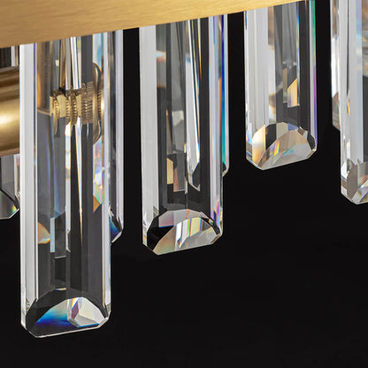 Tiered Crystal Chandelier with Gold Frame – Dining Room & Kitchen Island Ceiling Light – 19.7 to 39.4 inch diameter – Multi-Layer K9 Prism D
