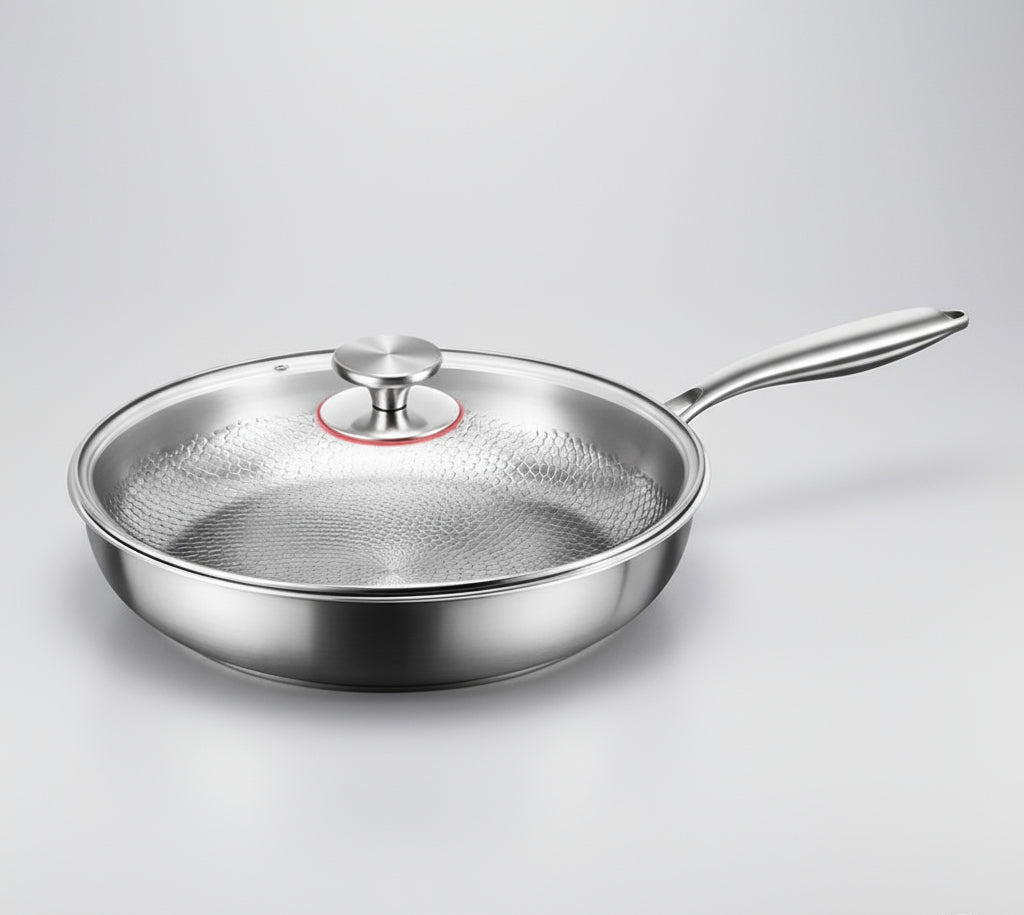 Titanium Hammered Nonstick Skillet for Induction Stovetops – Pure Metal Frying Pan with Natural Release Surface