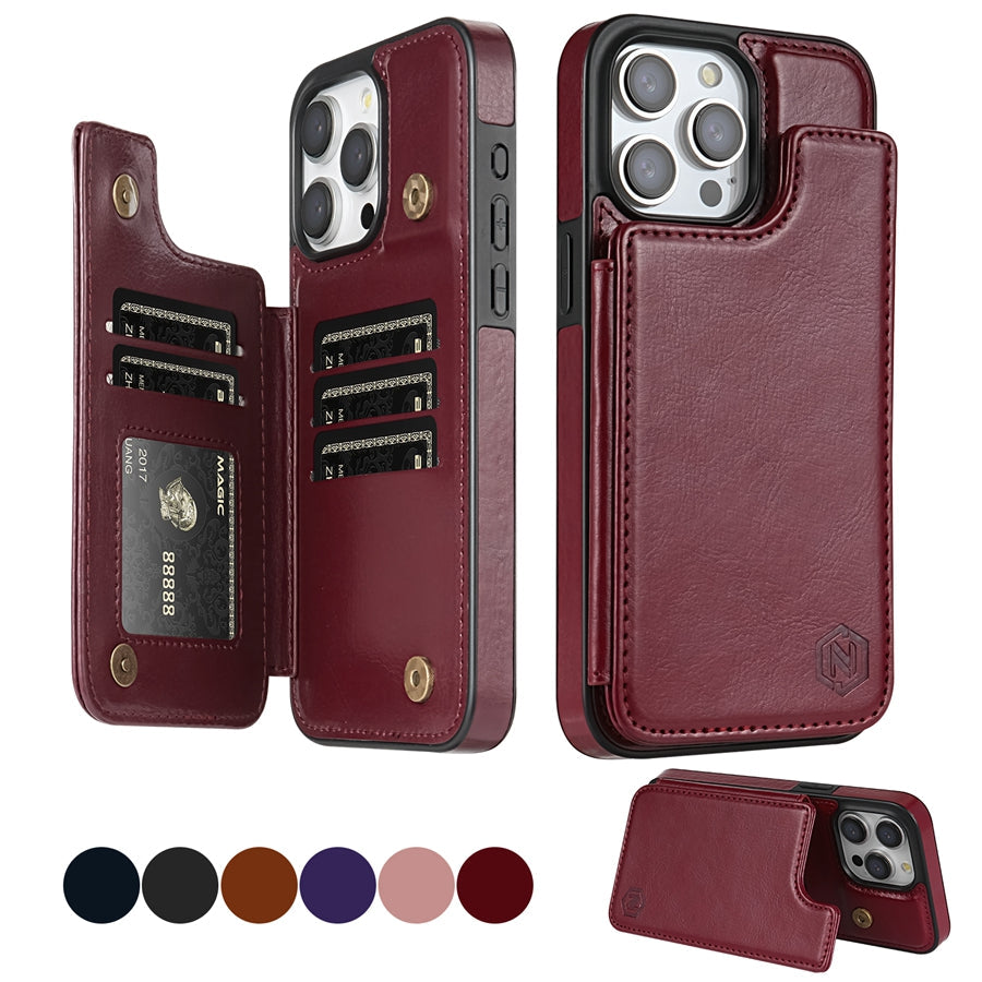 Étui portefeuille élégant en cuir pour téléphone avec fentes pour cartes et fermeture magnétique pour une protection stylée