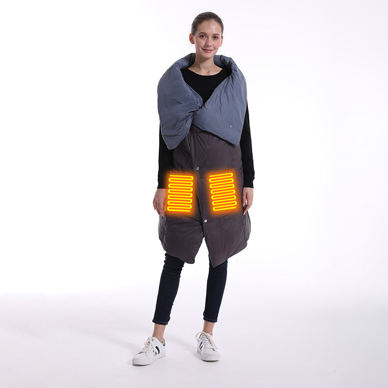 Oversized Hooded Throw Blanket with Sleeves and Foot Pocket Gray Wearable Wrap for Couch Reading TV Lounging