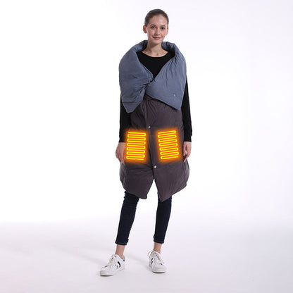 Oversized Hooded Throw Blanket with Sleeves and Foot Pocket Gray Wearable Wrap for Couch Reading TV Lounging