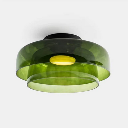 Layered Glass Ceiling Light Modern Multi-Tier Flush Mount Fixture with LED Hardwired for Kitchen Dining Room Bedroom Living Room