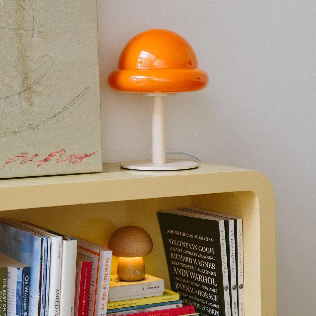 Dome Glass Accent Light with Painted Metal Base 11 in Mint or Citrus for Nightstand Desk Office Den Bedroom Home