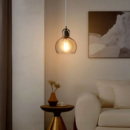 Hanging Ceiling Light Fixture Glass Globe 8 Inch Diameter Ambient Glow for Kitchen Island Entryway Hallway Bedside Nook E27 Socket 40W