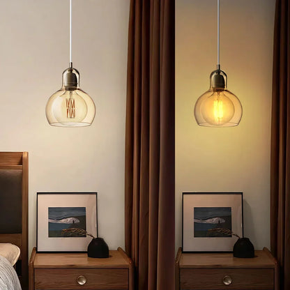 Hanging Ceiling Light Fixture Glass Globe 8 Inch Diameter Ambient Glow for Kitchen Island Entryway Hallway Bedside Nook E27 Socket 40W