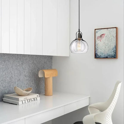 Hanging Ceiling Light Fixture Glass Globe 8 Inch Diameter Ambient Glow for Kitchen Island Entryway Hallway Bedside Nook E27 Socket 40W
