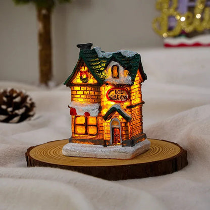 Caldara Christmas Village Set - Hand-Painted Houses with LED Lighting