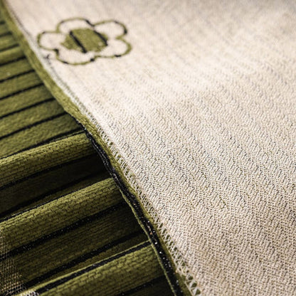 Cameron Sofa Cover - Breathable Chenille, Floral and stripe Embroidery