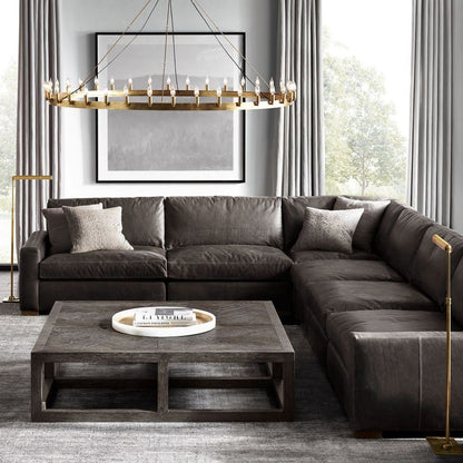 Circular Iron Ring Chandelier with Candelabra Bulbs – Statement Lighting for High Ceilings – 5 Diameter Options from 27" to 73"