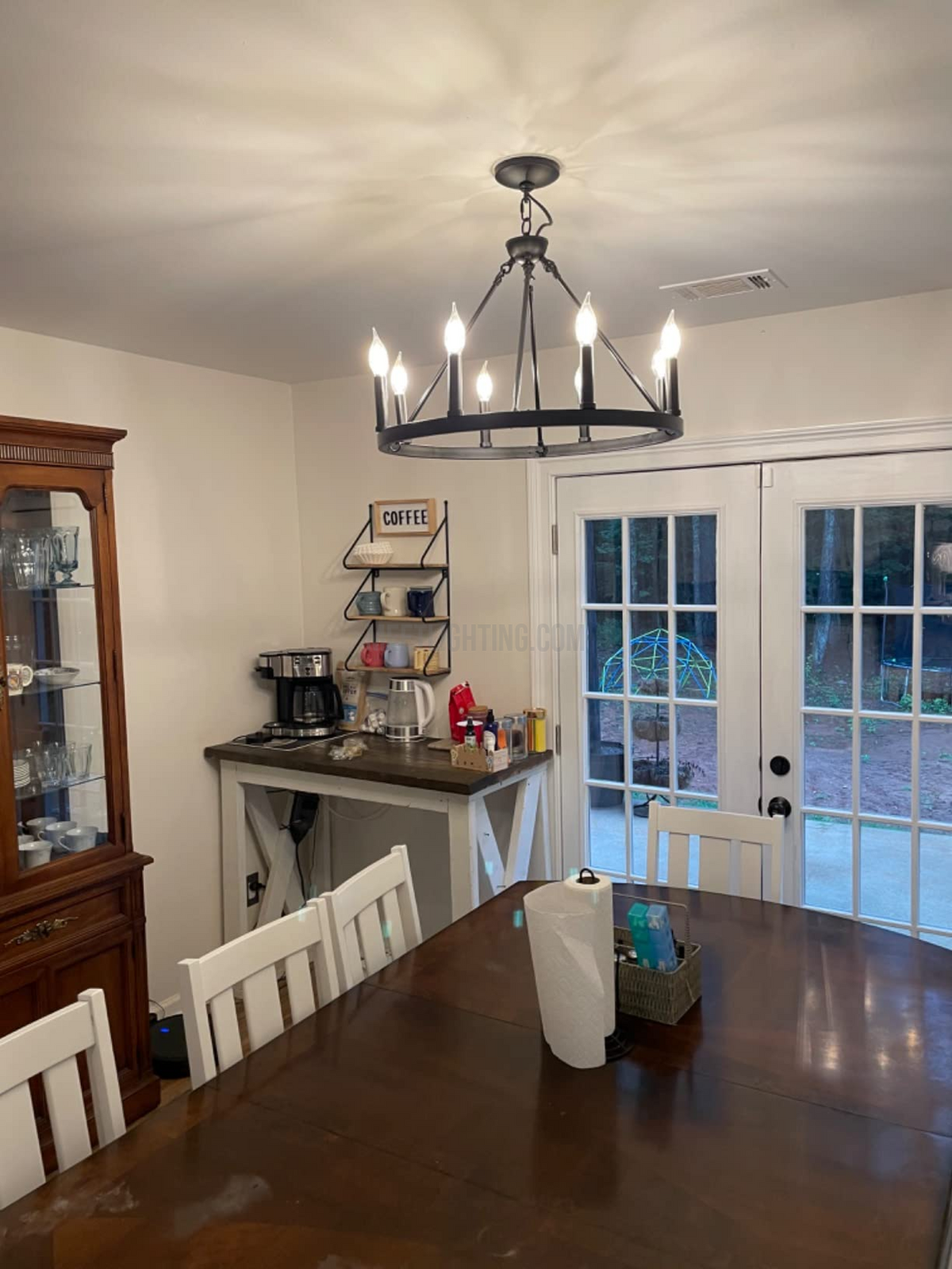 Circular Iron Ring Chandelier with Candelabra Bulbs – Statement Lighting for High Ceilings – 5 Diameter Options from 27" to 73"