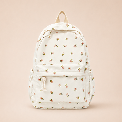 Floral Print School Backpack with Multiple Pockets for Students & Daily Use