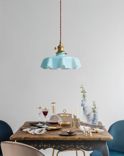Hanging Ceiling Light Fixture Textured Dome Shade White Beige Pink Blue for Kitchen Island Dining Room Adjustable Height Indoor Pendant Lamp