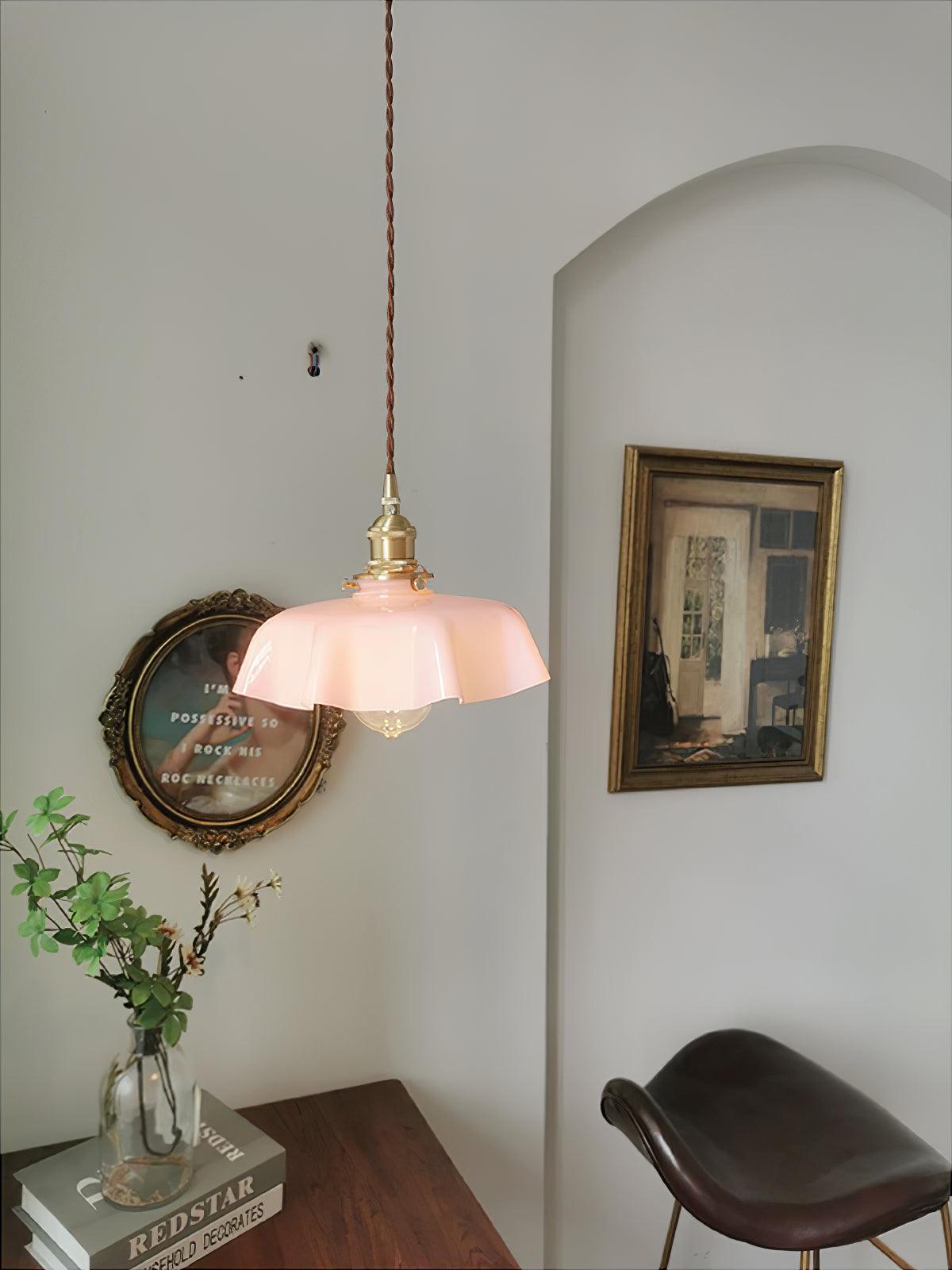 Hanging Ceiling Light Fixture Textured Dome Shade White Beige Pink Blue for Kitchen Island Dining Room Adjustable Height Indoor Pendant Lamp