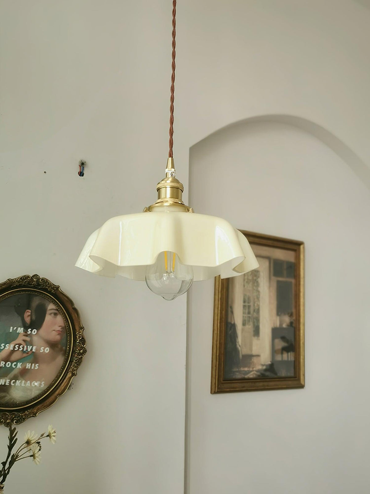 Hanging Ceiling Light Fixture Textured Dome Shade White Beige Pink Blue for Kitchen Island Dining Room Adjustable Height Indoor Pendant Lamp