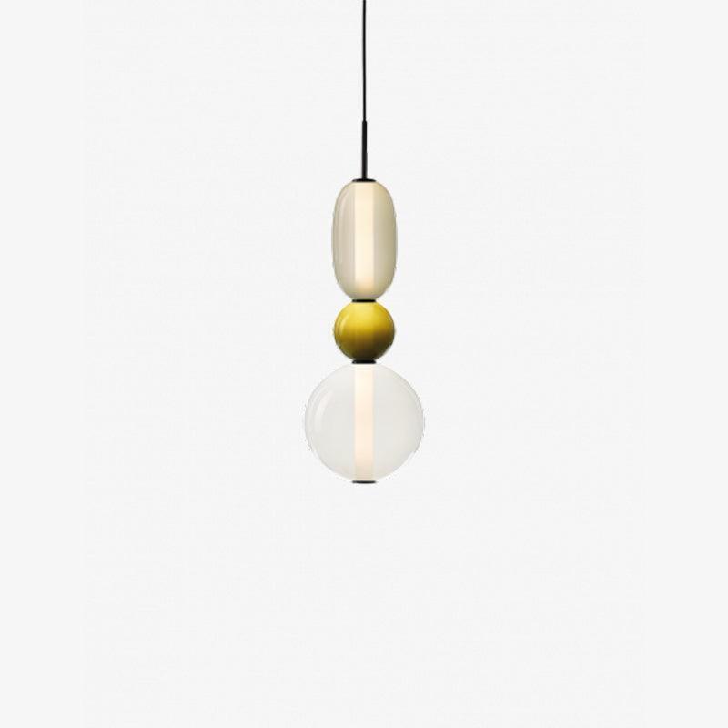 Stacked Glass Orb Hanging Light Fixture for Dining Room Kitchen Island Multi-Color Tinted Ceiling Pendant 30 Inch Height Adjustable Modern A