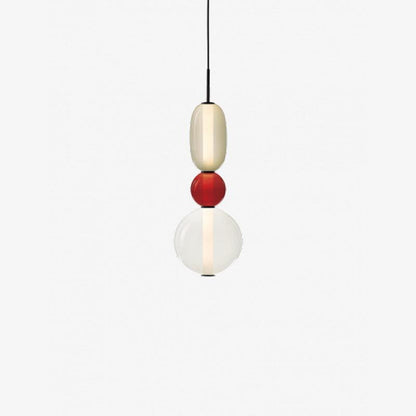Stacked Glass Orb Hanging Light Fixture for Dining Room Kitchen Island Multi-Color Tinted Ceiling Pendant 30 Inch Height Adjustable Modern A