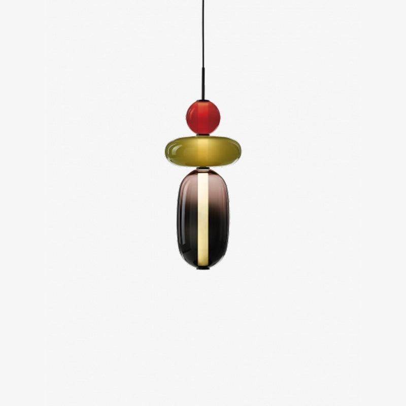 Stacked Glass Orb Hanging Light Fixture for Dining Room Kitchen Island Multi-Color Tinted Ceiling Pendant 30 Inch Height Adjustable Modern A