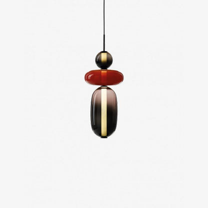 Stacked Glass Orb Hanging Light Fixture for Dining Room Kitchen Island Multi-Color Tinted Ceiling Pendant 30 Inch Height Adjustable Modern A