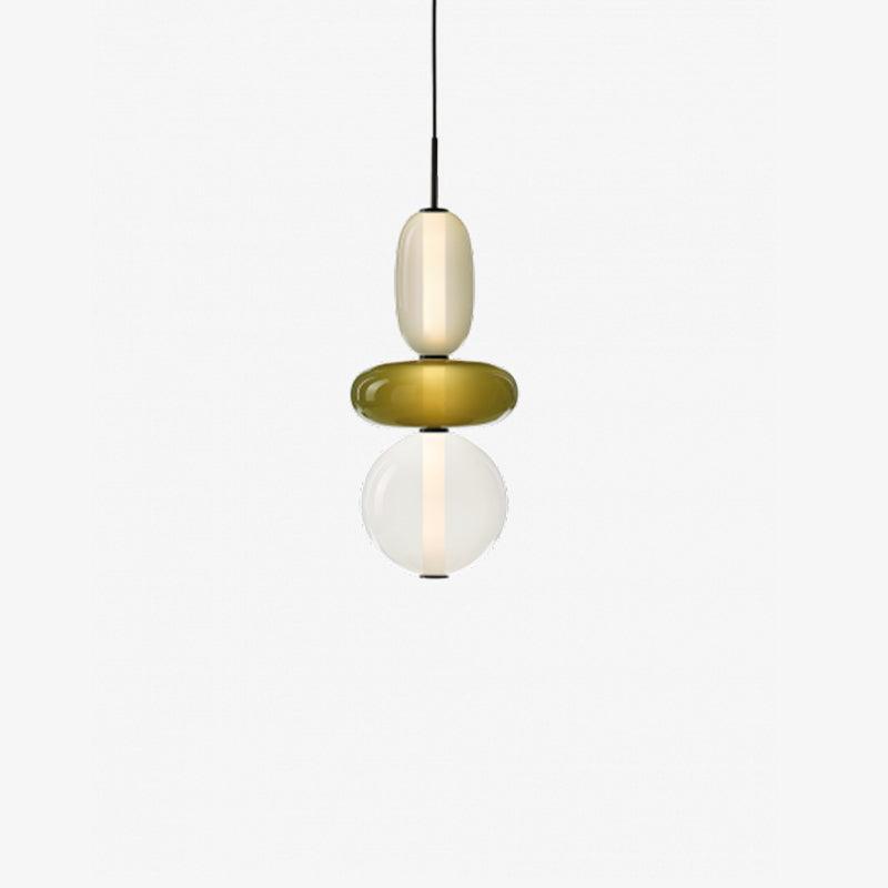Stacked Glass Orb Hanging Light Fixture for Dining Room Kitchen Island Multi-Color Tinted Ceiling Pendant 30 Inch Height Adjustable Modern A