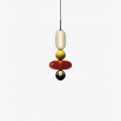 Stacked Glass Orb Hanging Light Fixture for Dining Room Kitchen Island Multi-Color Tinted Ceiling Pendant 30 Inch Height Adjustable Modern A
