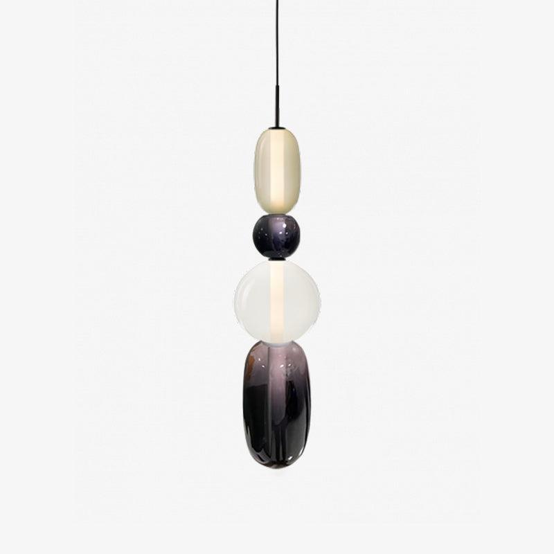 Stacked Glass Orb Hanging Light Fixture for Dining Room Kitchen Island Multi-Color Tinted Ceiling Pendant 30 Inch Height Adjustable Modern A